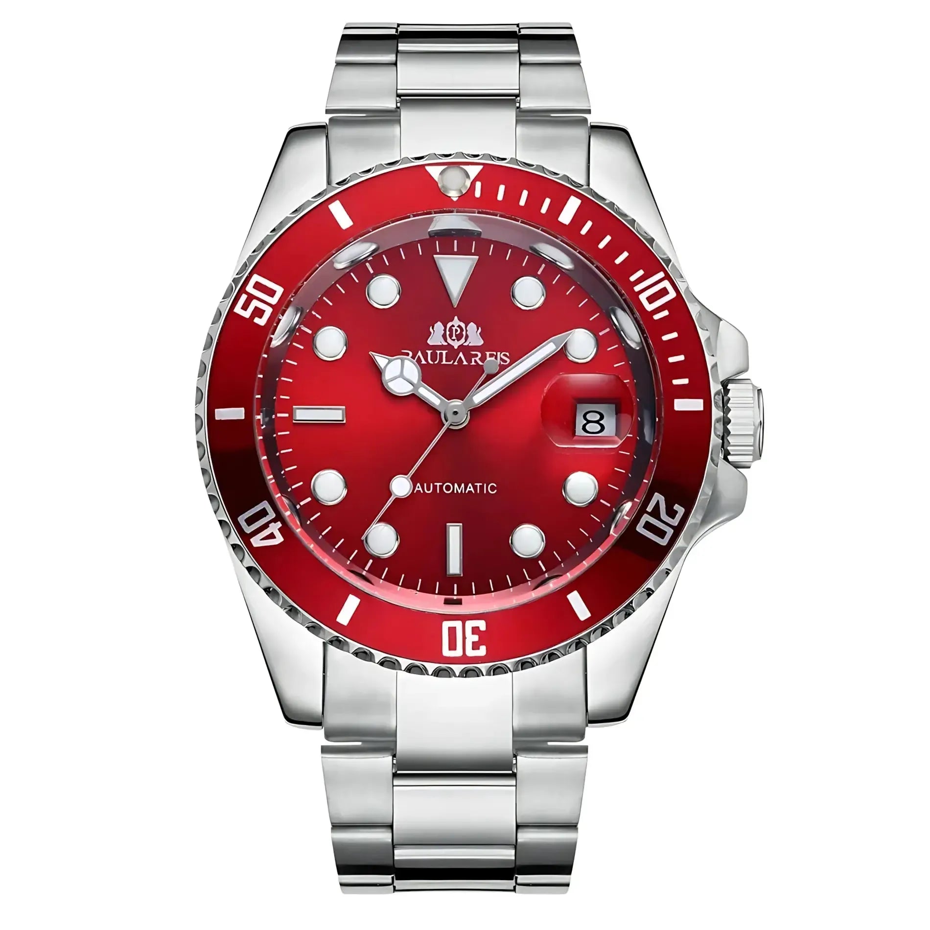 Sub-Date Automatic Diver Watch – Steel Bracelet 40mm-Paulareis-Viva Timepiece