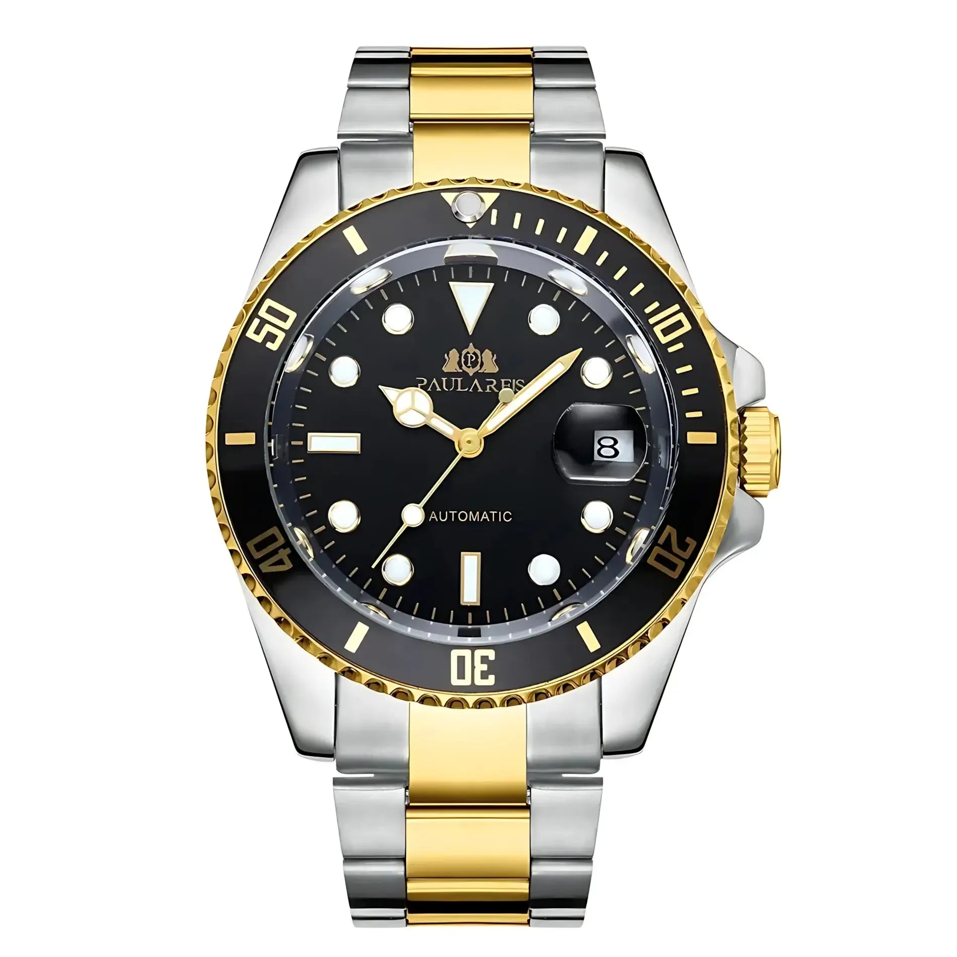 Sub-Date Automatic Diver Watch – Steel Bracelet 40mm-Paulareis-Viva Timepiece