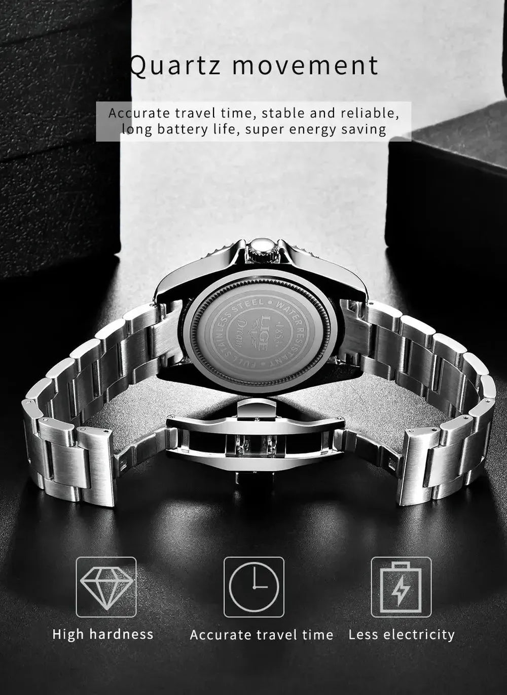 Sub Date Dual-Tone Bezel Quartz Diver Watch-LIGE-Viva Timepiece