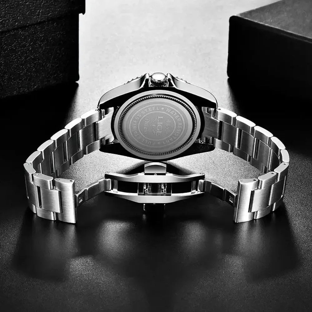 Sub Date Dual-Tone Bezel Quartz Diver Watch-LIGE-Viva Timepiece