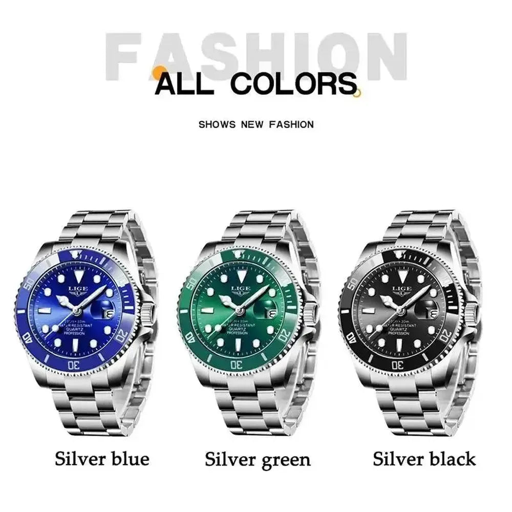 Sub-Date Quartz Diver Watch – 42mm Steel Bracelet-LIGE-Viva Timepiece