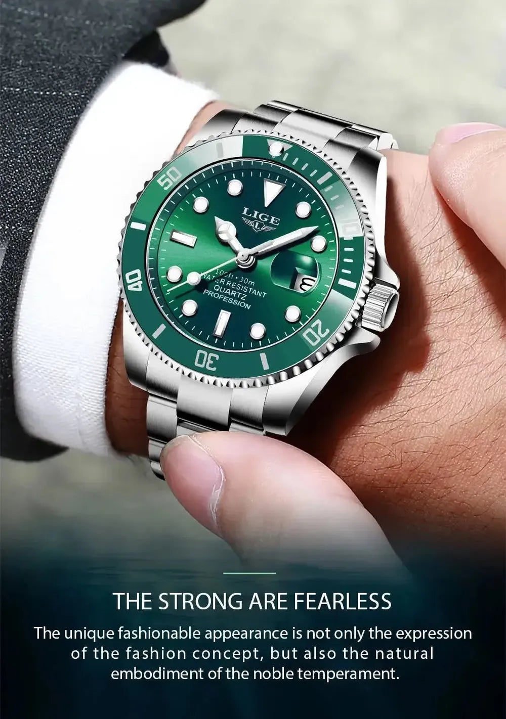 Sub-Date Quartz Diver Watch – 42mm Steel Bracelet-LIGE-Viva Timepiece