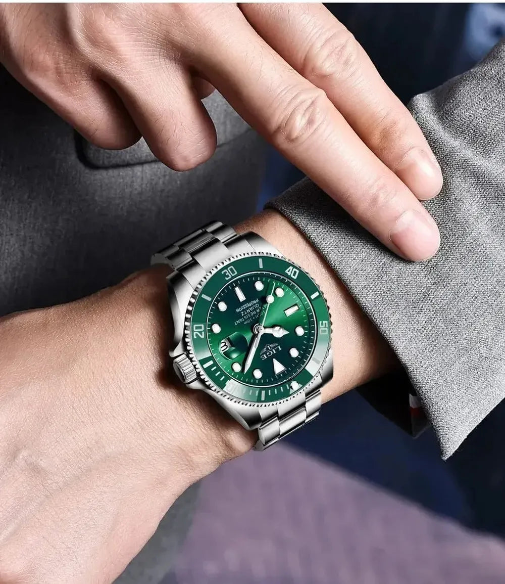 Sub-Date Quartz Diver Watch – 42mm Steel Bracelet-LIGE-Viva Timepiece