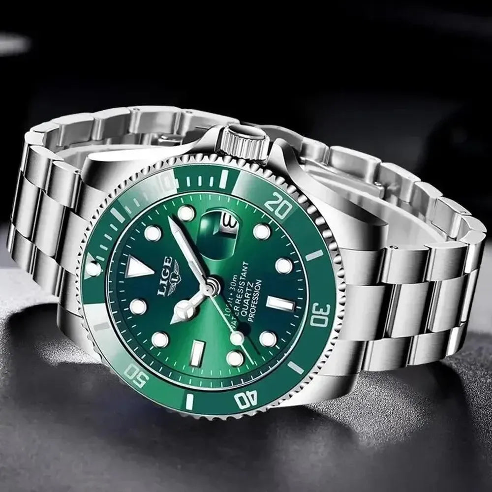 Sub-Date Quartz Diver Watch – 42mm Steel Bracelet-LIGE-Viva Timepiece