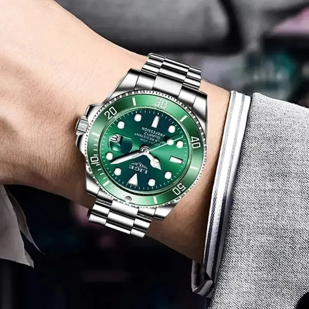 Sub-Date Quartz Diver Watch – 42mm Steel Bracelet-LIGE-Viva Timepiece
