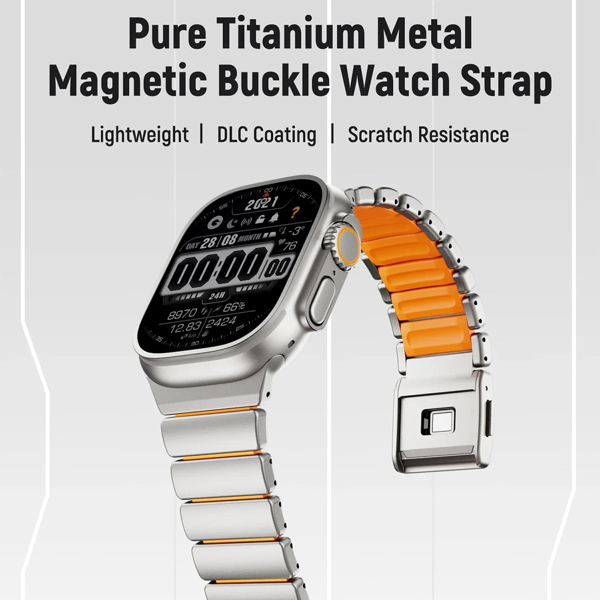 Titanium Magnetic Bracelet Strap – Compatible with Apple Watch