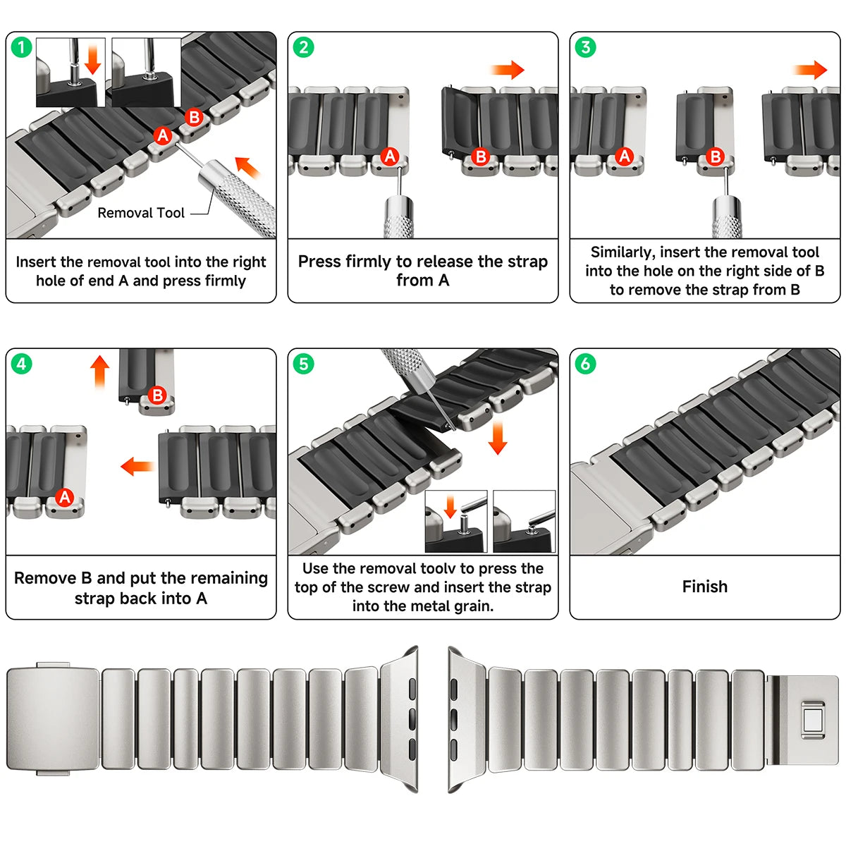 Titanium Magnetic Bracelet Strap – Compatible with Apple Watch