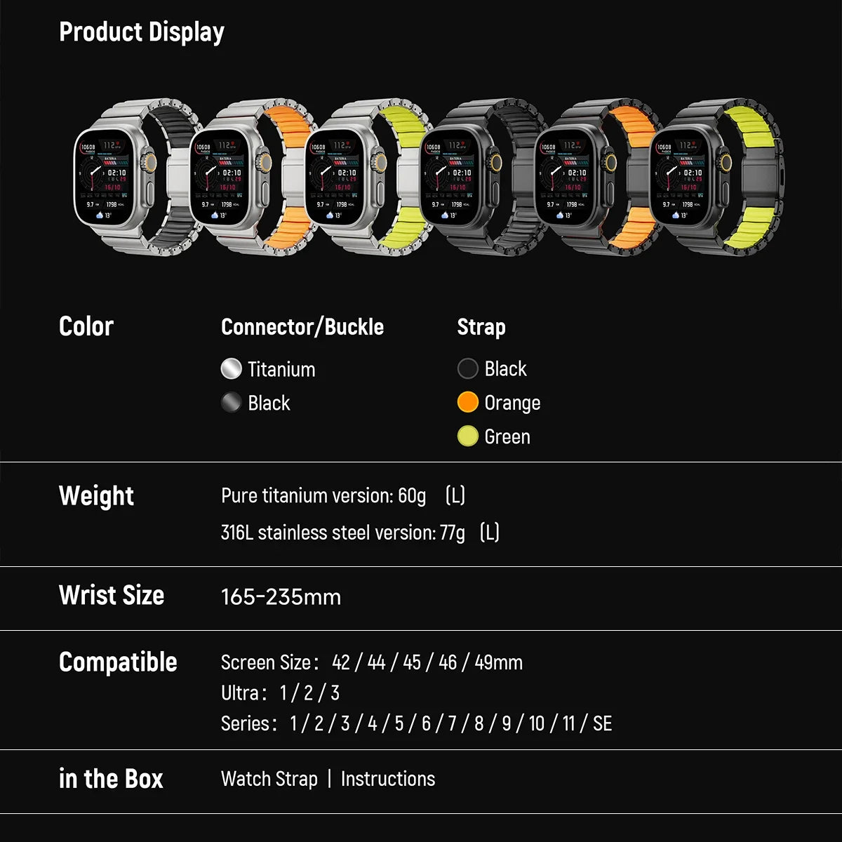 Titanium Magnetic Bracelet Strap – Compatible with Apple Watch