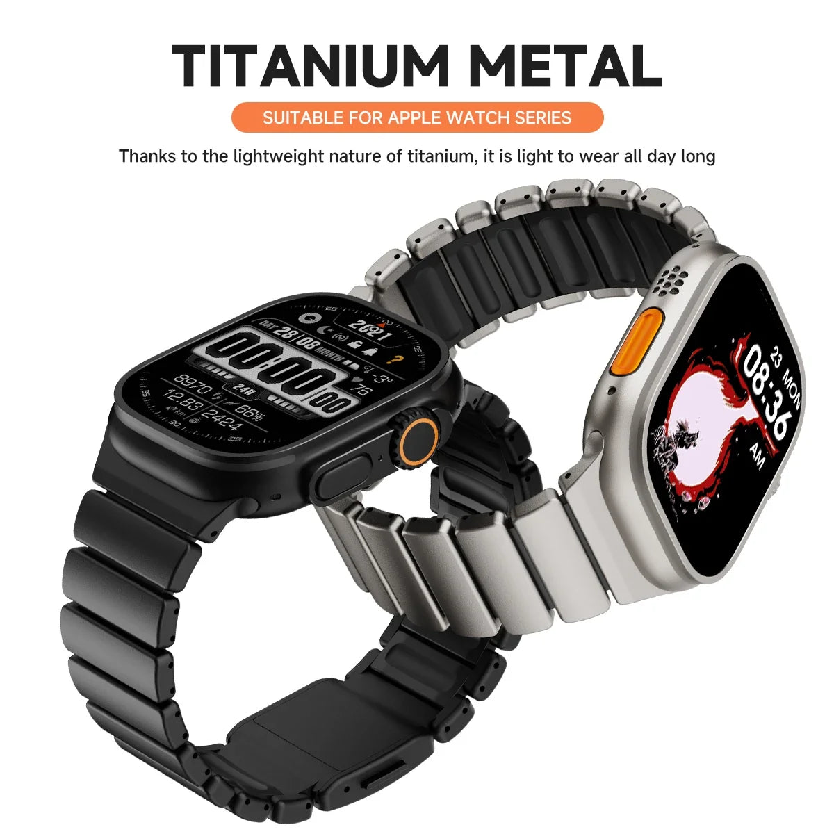 Titanium Magnetic Bracelet Strap – Compatible with Apple Watch