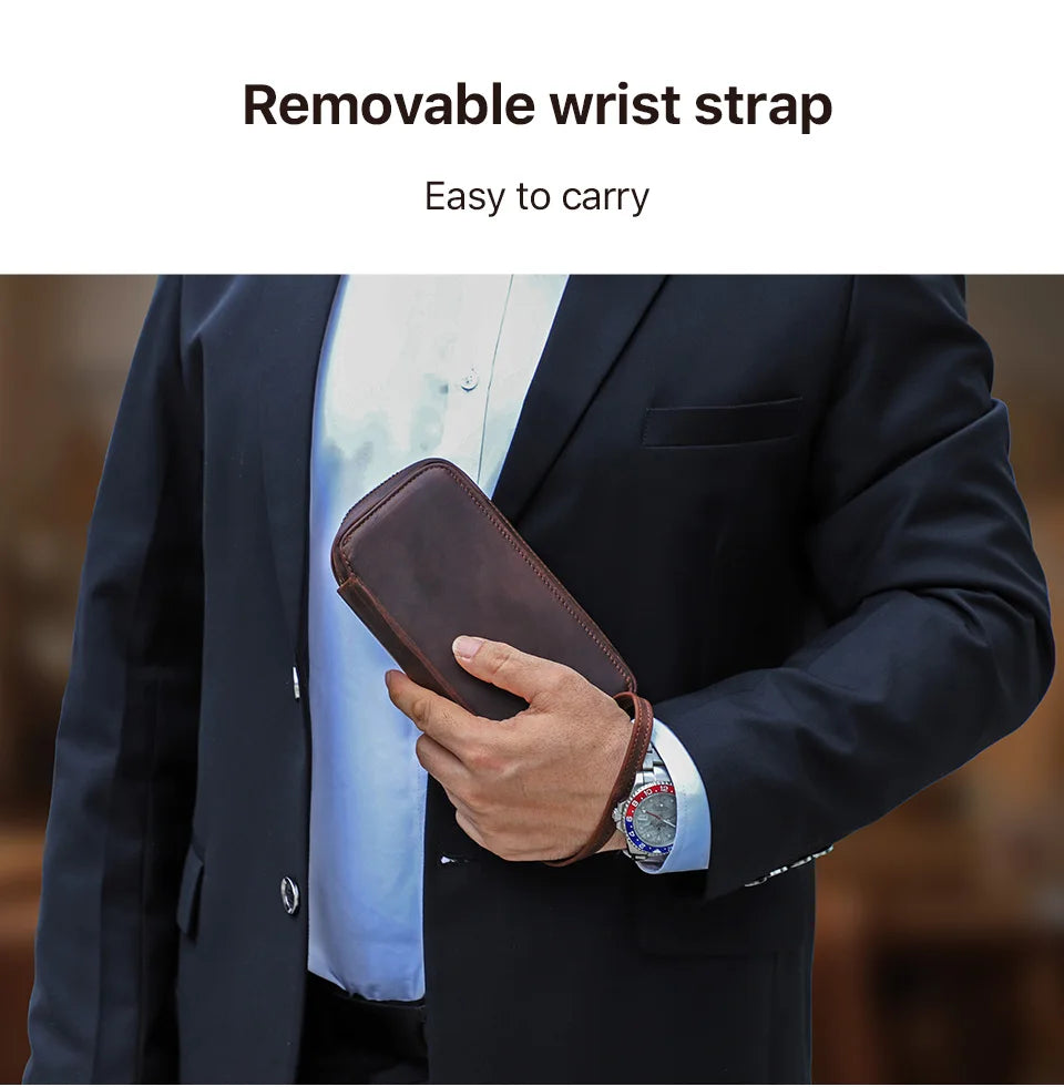 Vintage Leather Watch Travel Case Zipper Pouch (2–8 Slots)-VivaPort-Viva Timepiece