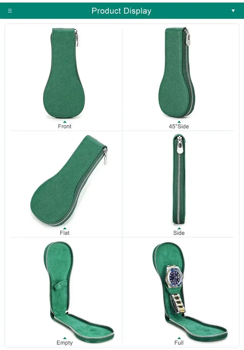 VivaPort Retro Leather Single Slot Watch Case Travel Pouch