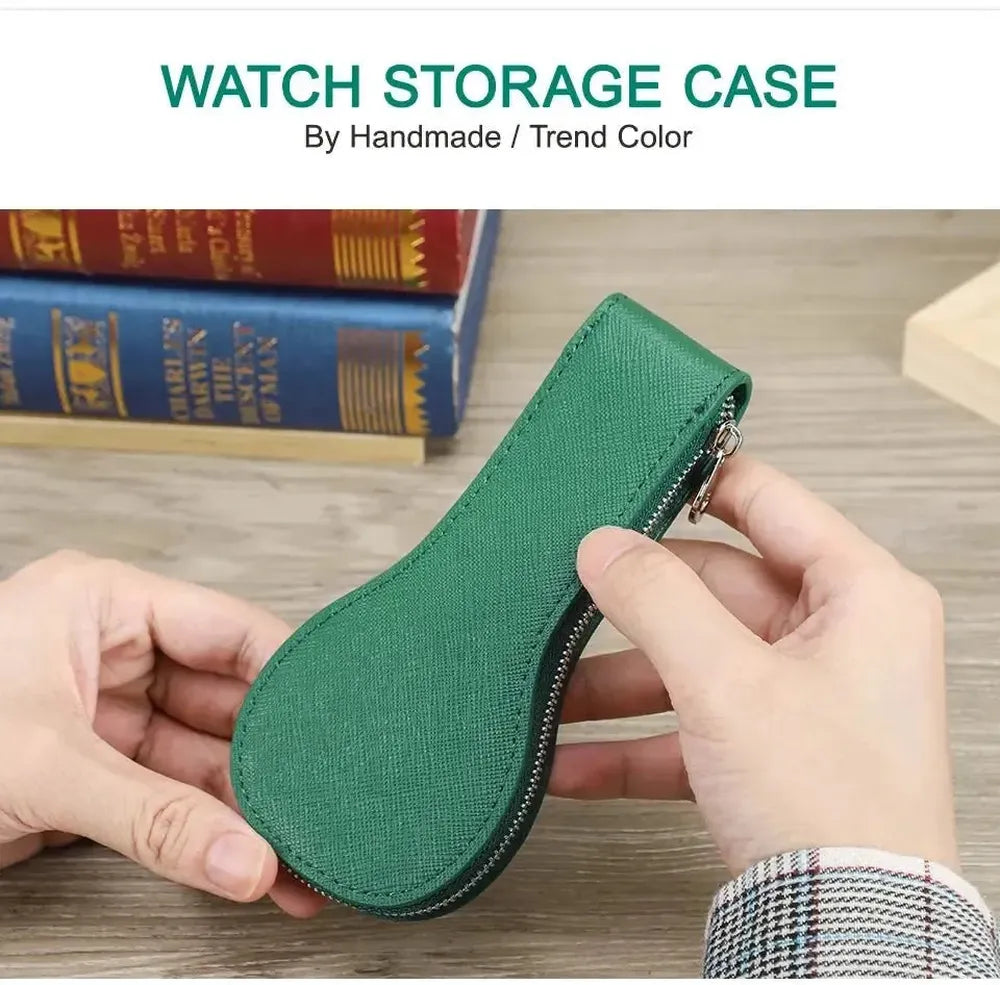 VivaPort Retro Leather Single Slot Watch Case Travel Pouch