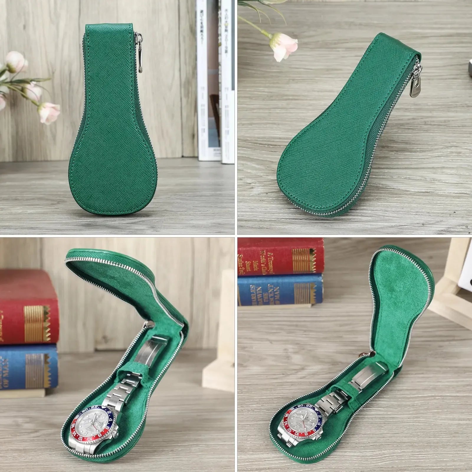 VivaPort Retro Leather Single Slot Watch Case Travel Pouch