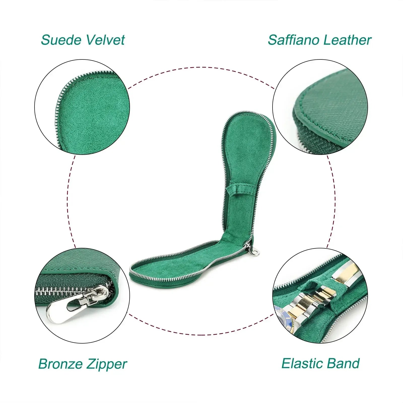 VivaPort Retro Leather Single Slot Watch Case Travel Pouch