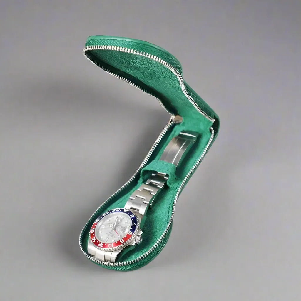 VivaPort Retro Leather Single Slot Watch Case Travel Pouch