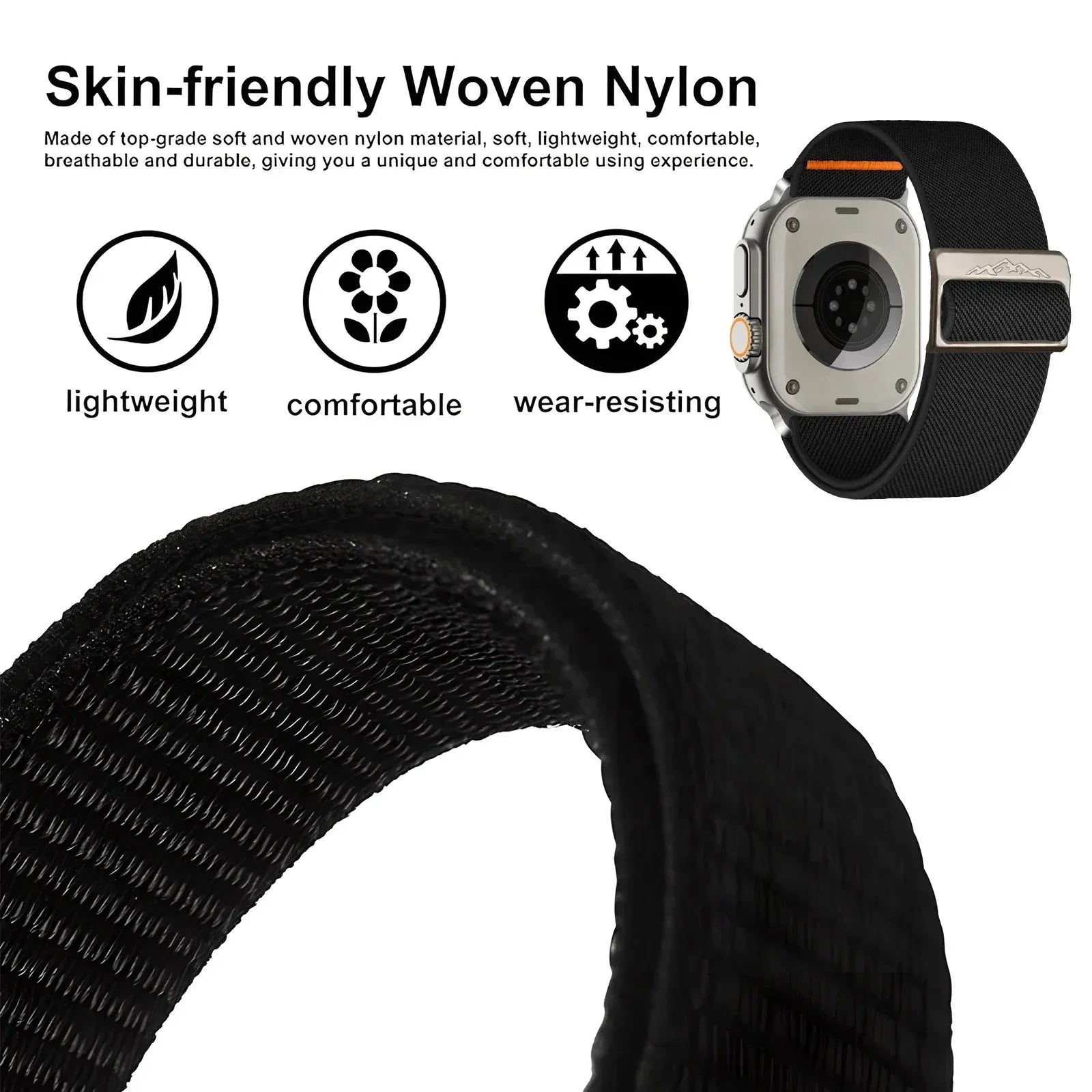 Woven Nylon Strap Compatible with Apple Watch 38–49mm