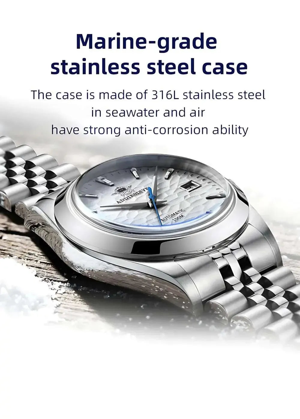 ADDIESDIVE 39mm Automatic Textured Dial Watch – Jubilee Bracelet-Addiesdive-Viva Timepiece