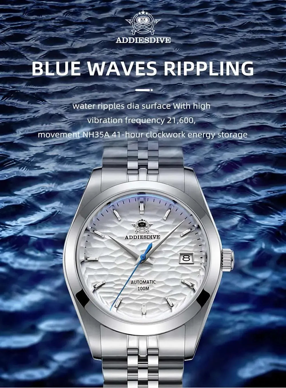 ADDIESDIVE 39mm Automatic Textured Dial Watch – Jubilee Bracelet-Addiesdive-Viva Timepiece