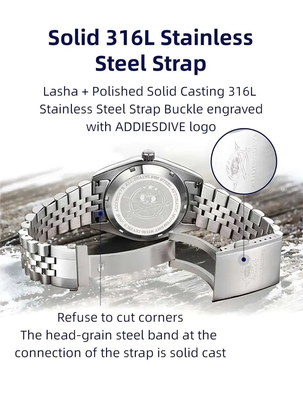 ADDIESDIVE 39mm Automatic Textured Dial Watch – Jubilee Bracelet-Addiesdive-Viva Timepiece