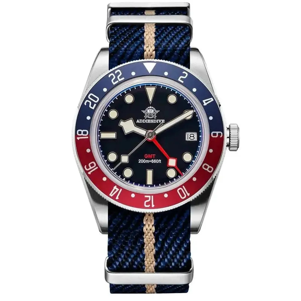 ADDIESDIVE 39mm GMT Quartz Diver Watch – Swiss Ronda 515-24H, 200M-ADDIESDIVE-Viva Timepiece