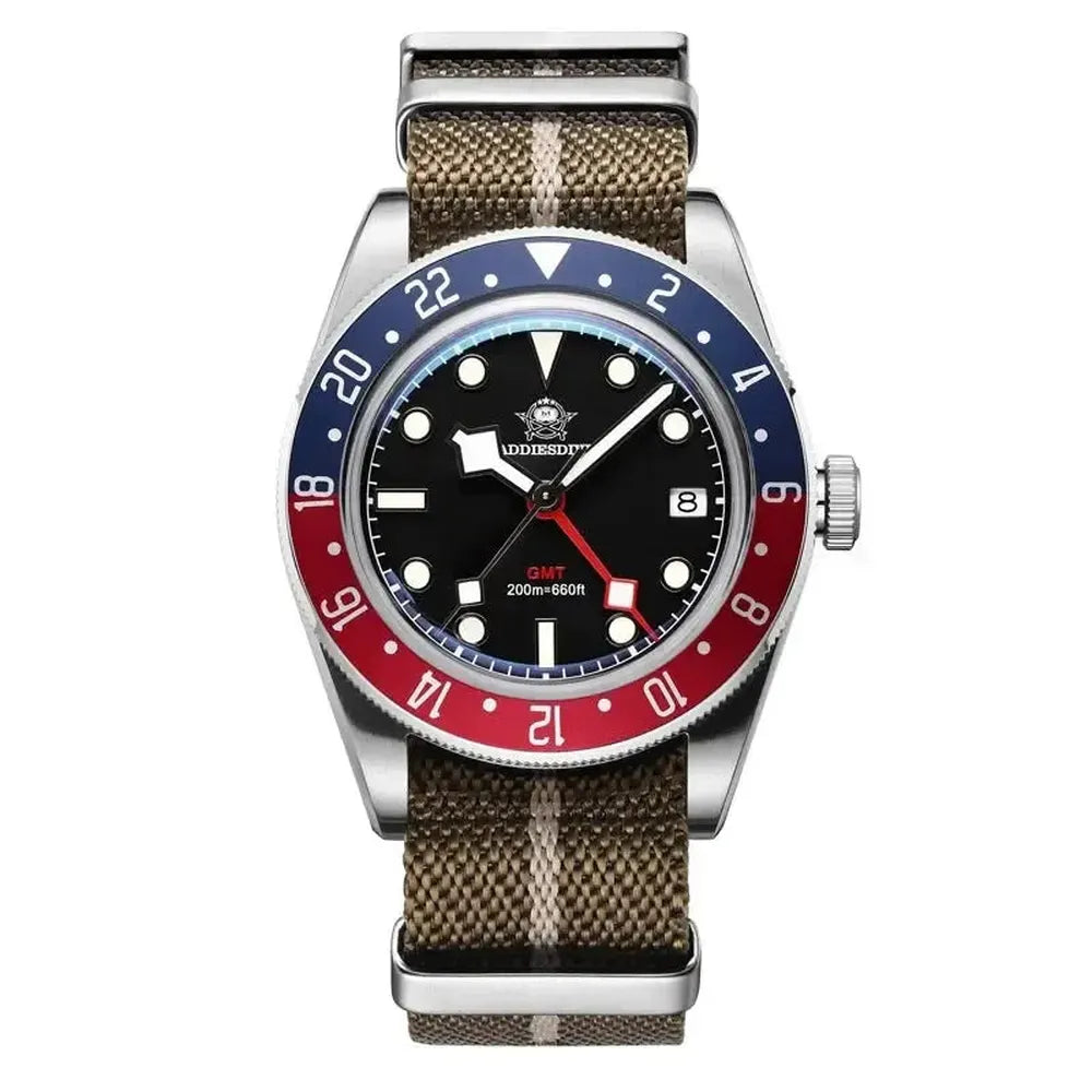 ADDIESDIVE 39mm GMT Quartz Diver Watch – Swiss Ronda 515-24H, 200M-ADDIESDIVE-Viva Timepiece
