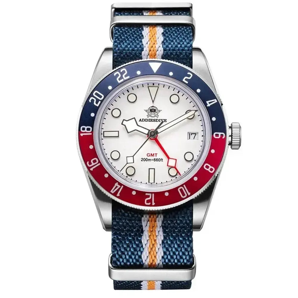 ADDIESDIVE 39mm GMT Quartz Diver Watch – Swiss Ronda 515-24H, 200M-ADDIESDIVE-Viva Timepiece