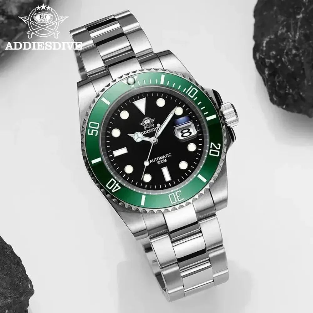 Addiesdive 41mm Automatic Diver Watch – Sapphire Crystal, Ceramic Bezel, NH35-Addiesdive-Viva Timepiece