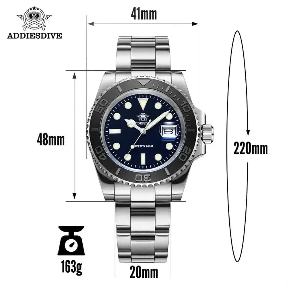 ADDIESDIVE 41mm Quartz Diver Watch – BGW9 Lume, 200M Water Resistance-ADDIESDIVE-Viva Timepiece