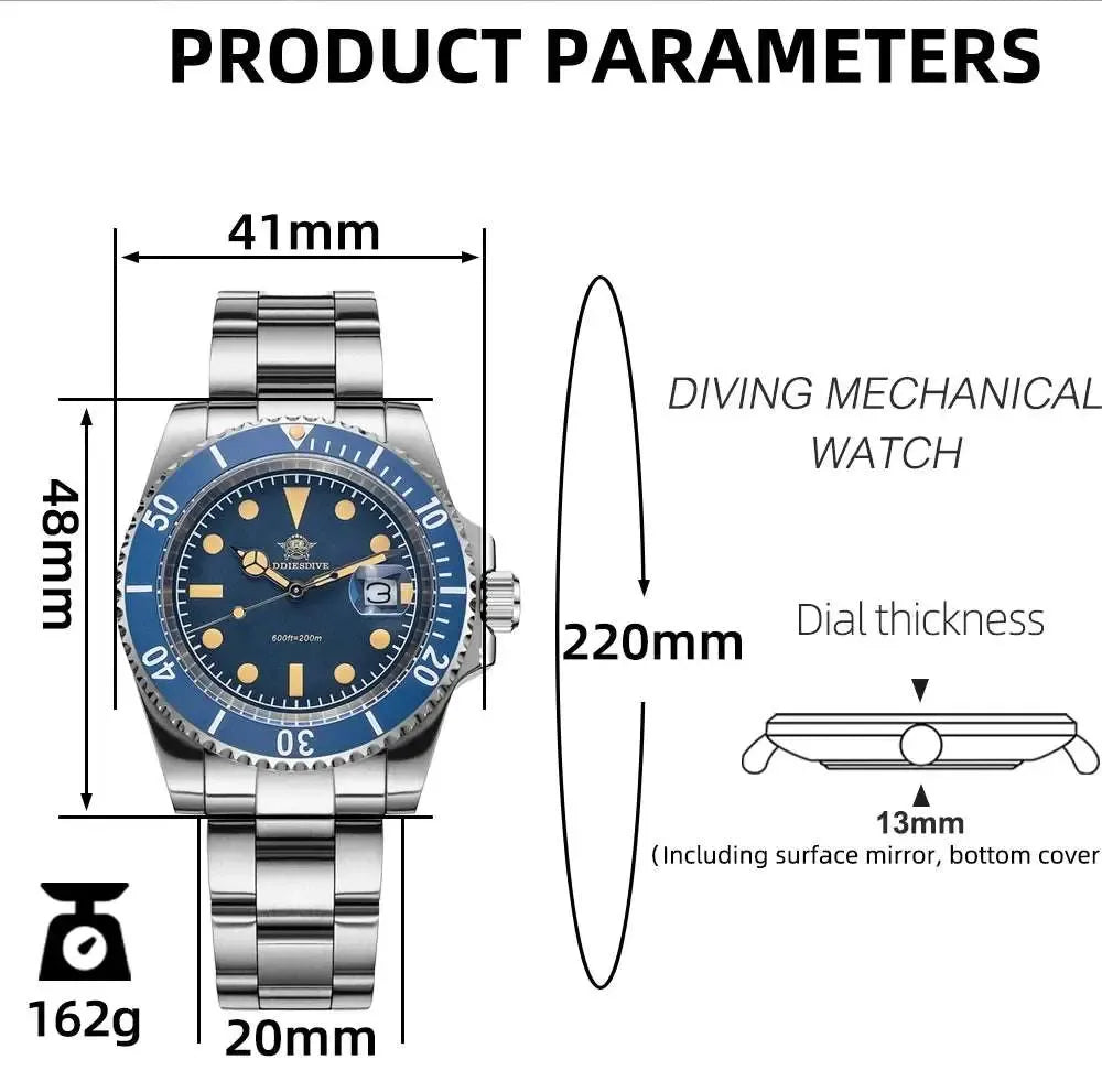 ADDIESDIVE AD2054 41mm Quartz Diver Watch – Ceramic Bezel, 200M-Addiesdive-Viva Timepiece