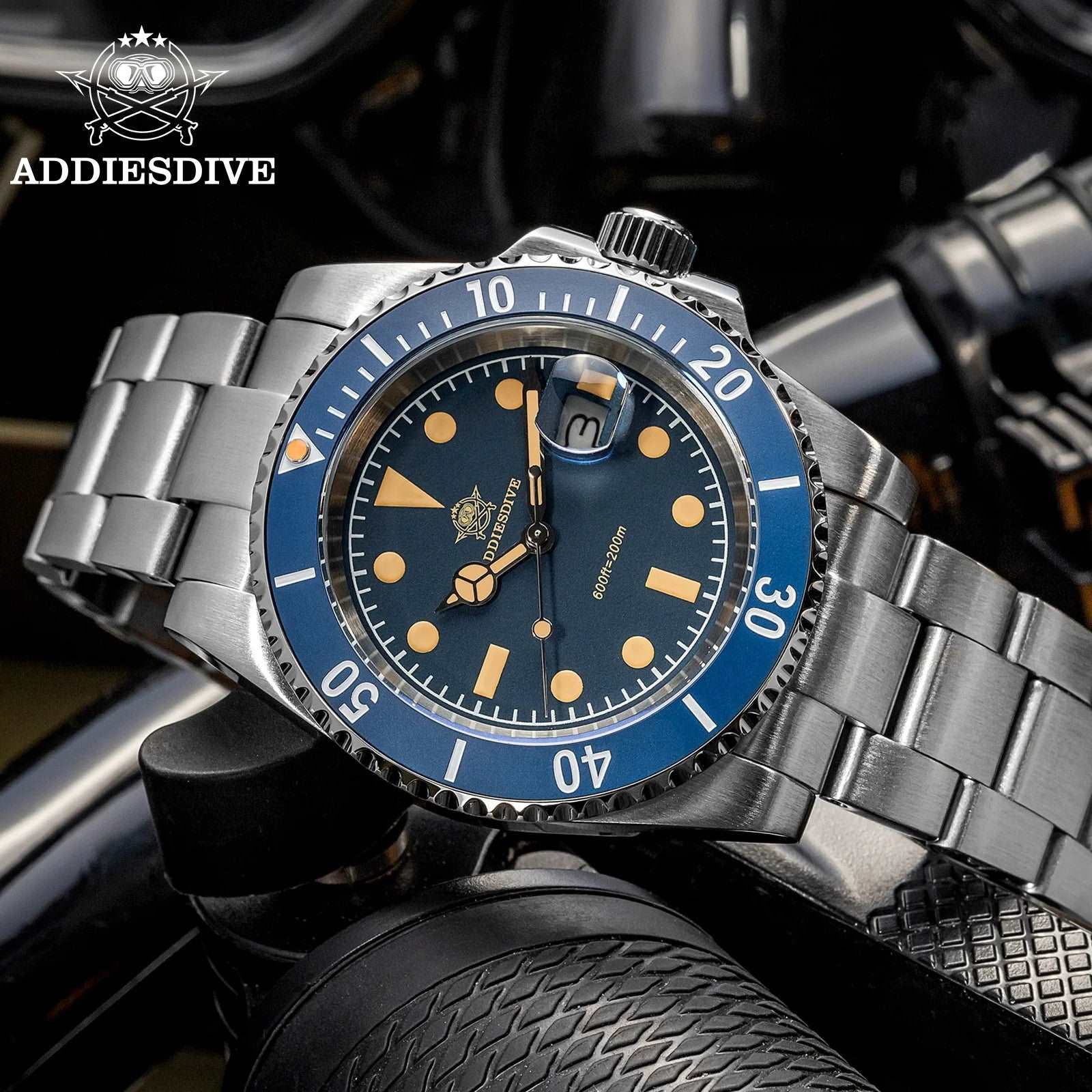 ADDIESDIVE AD2054 41mm Quartz Diver Watch – Ceramic Bezel, 200M-Addiesdive-Viva Timepiece