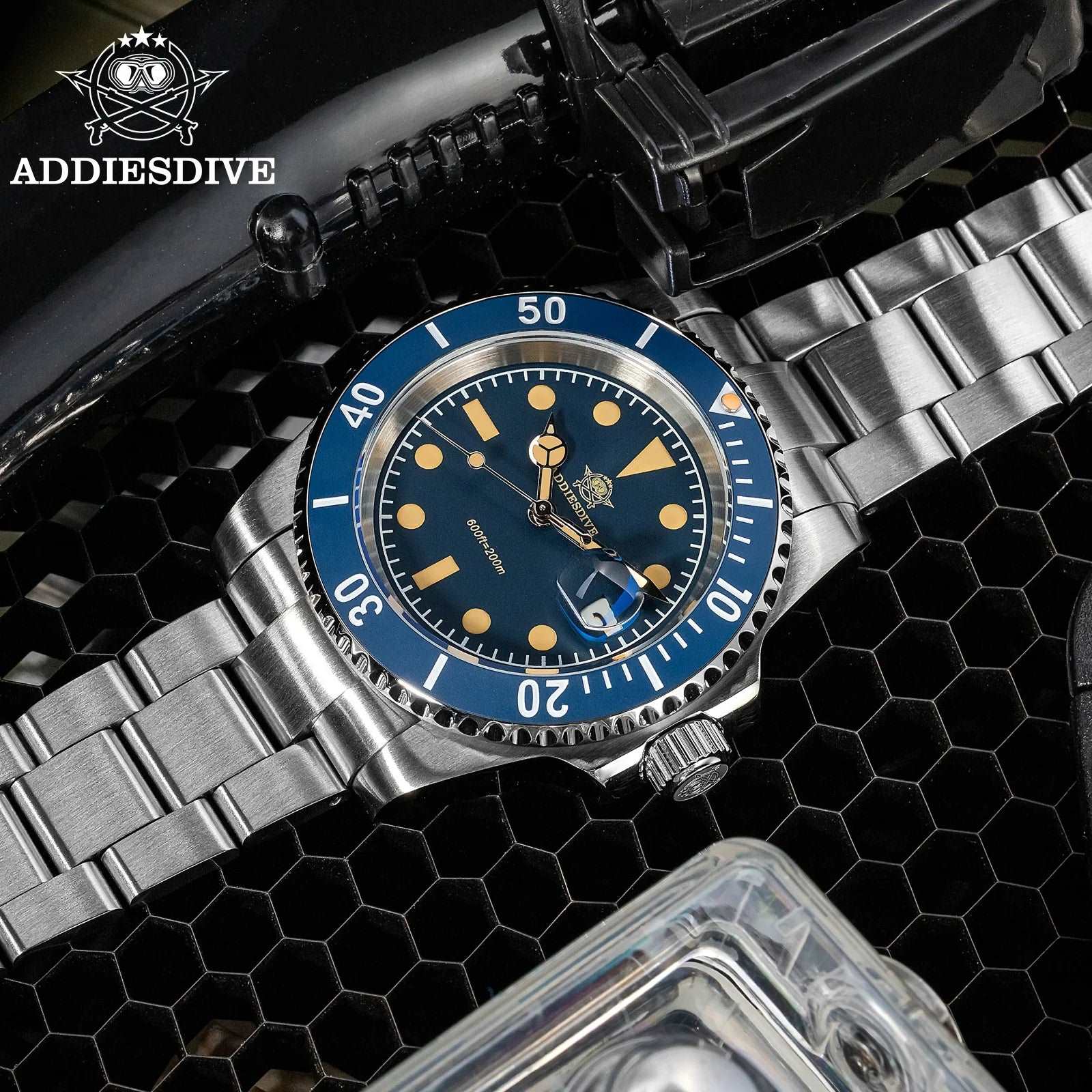 ADDIESDIVE AD2054 41mm Quartz Diver Watch – Ceramic Bezel, 200M-Addiesdive-Viva Timepiece