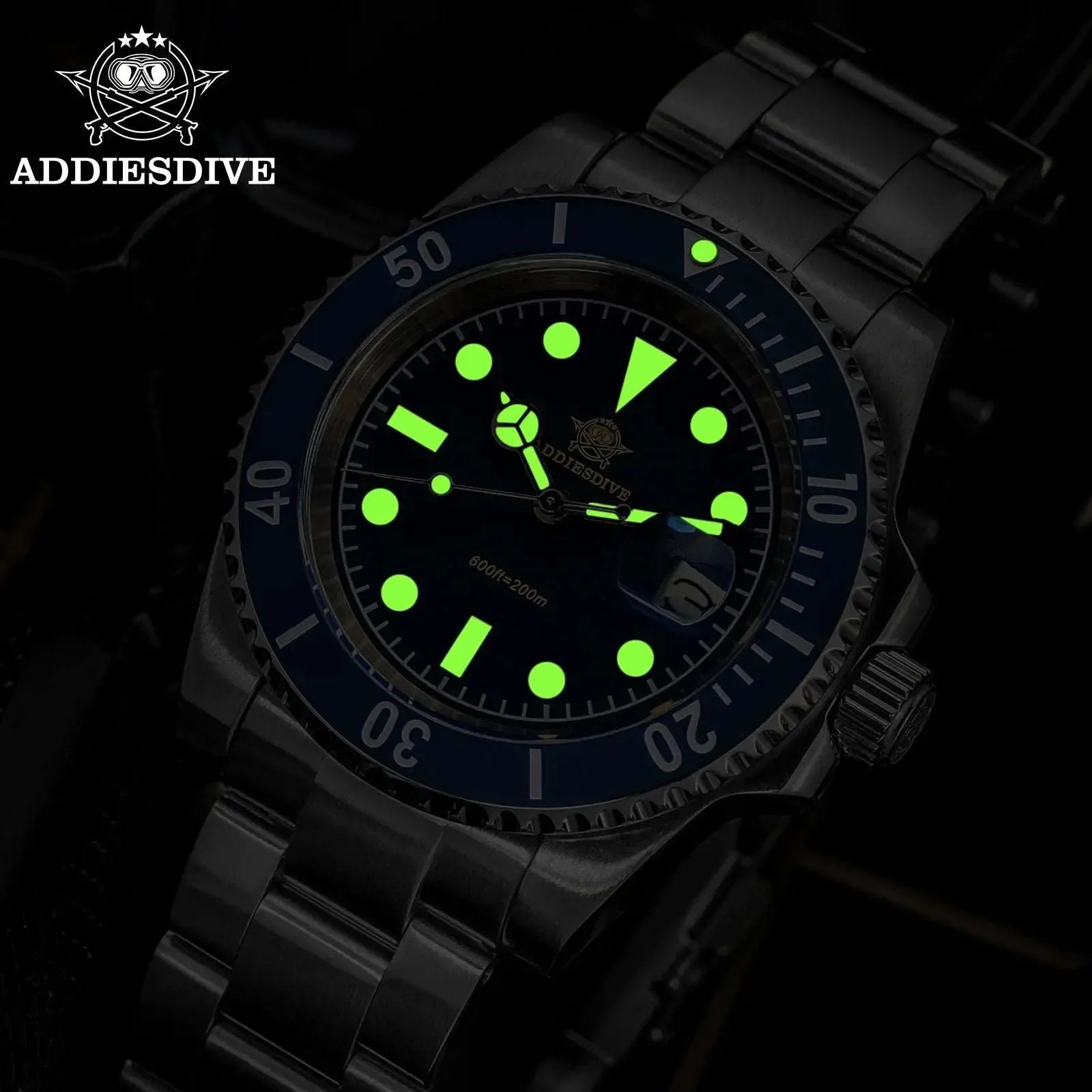 ADDIESDIVE AD2054 41mm Quartz Diver Watch – Ceramic Bezel, 200M-Addiesdive-Viva Timepiece