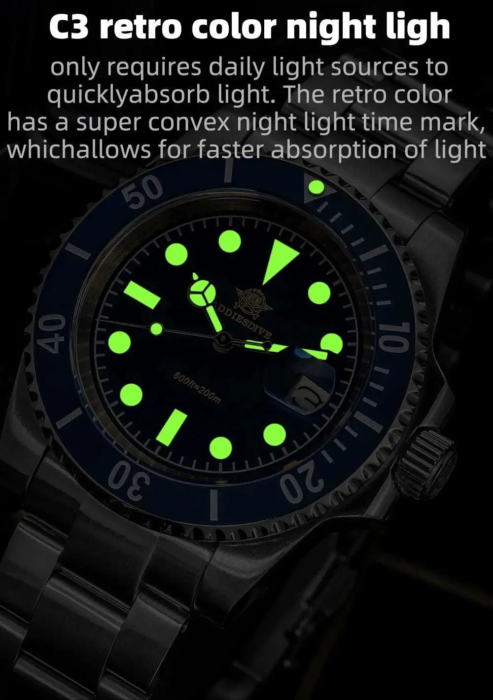 ADDIESDIVE AD2054 41mm Quartz Diver Watch – Ceramic Bezel, 200M-Addiesdive-Viva Timepiece