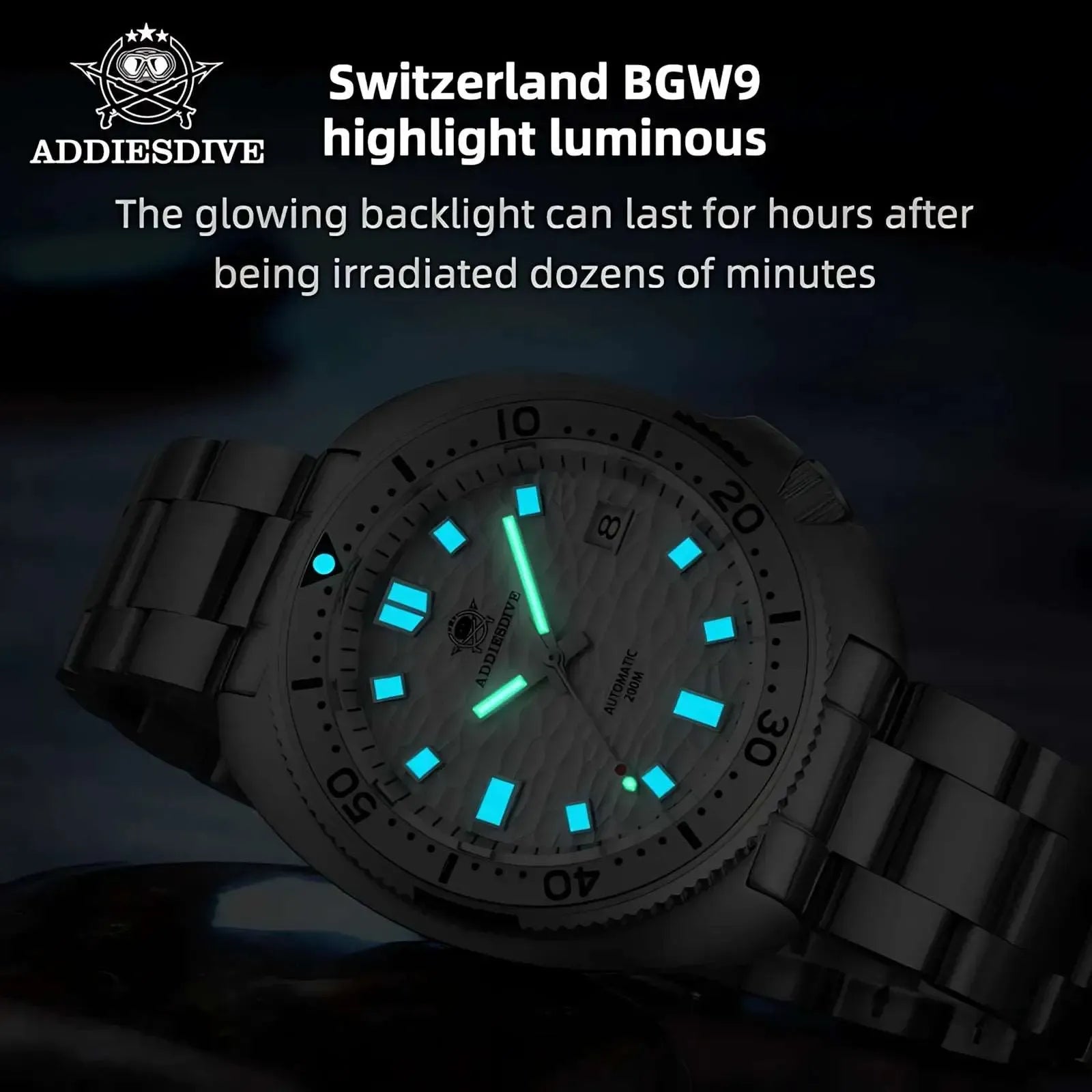 ADDIESDIVE Turtle-Style 43.8mm Automatic Diver Watch – NH35A, 3D Dial, 200M-Addiesdive-Viva Timepiece