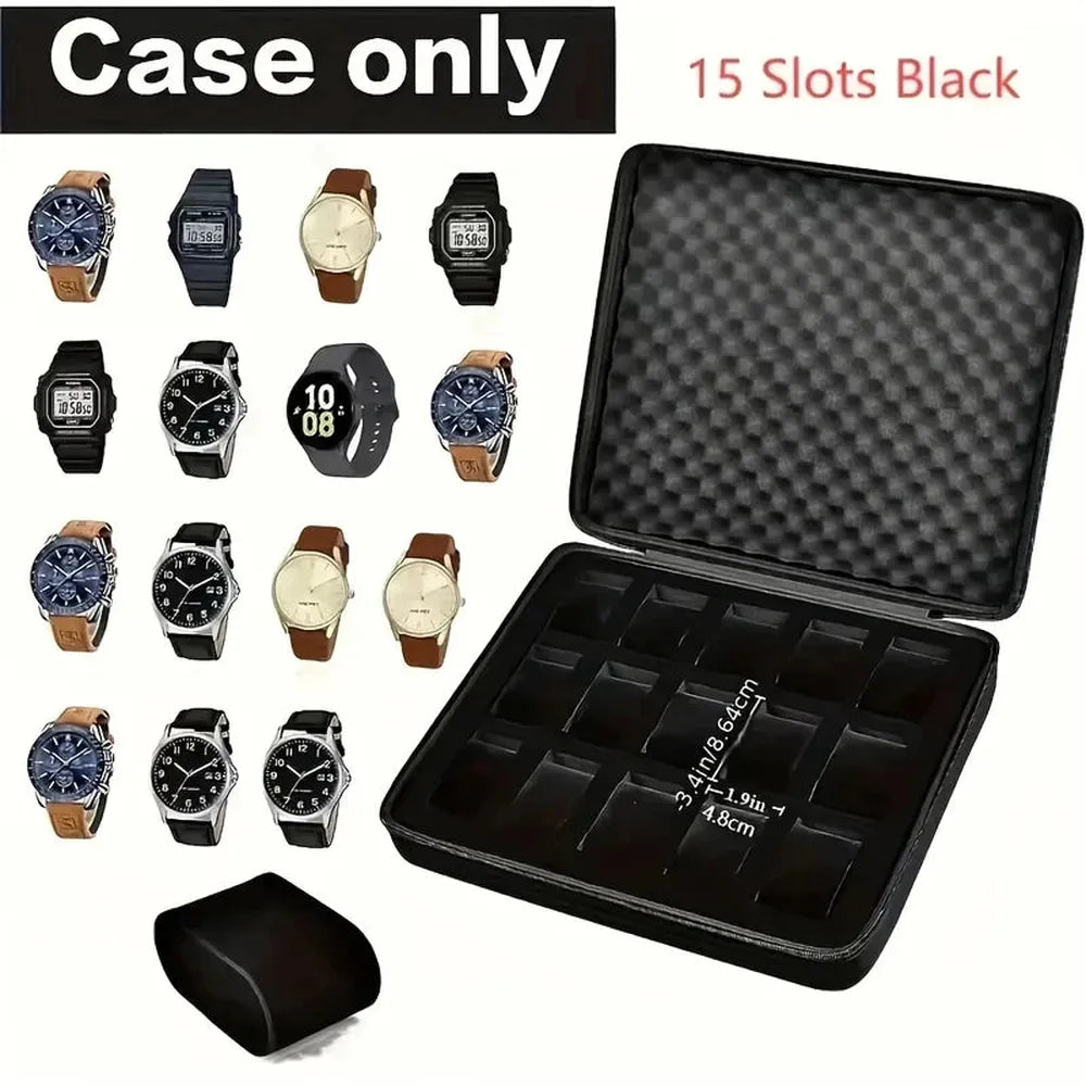 Advanced 15-Slot Travel Watch Case – Padded Storage Organizer-VivaPort-Viva Timepiece