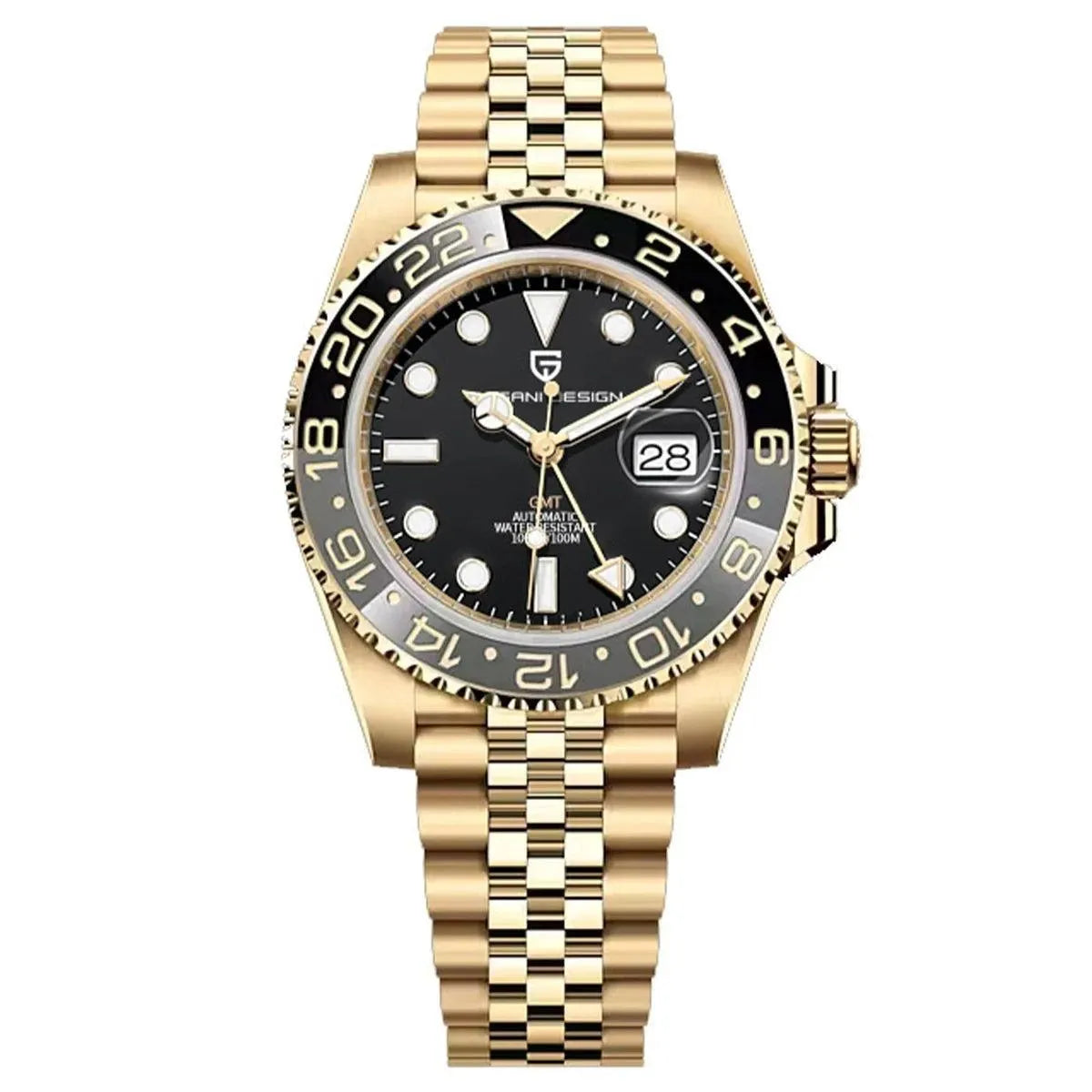 Pagani Design 40mm Automatic GMT Stainless Steel Watch – Sapphire Crystal, Ceramic 24H Bezel-Pagani Design-Viva Timepiece