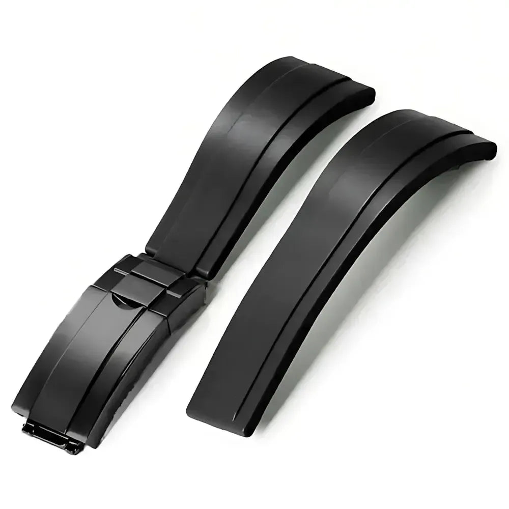 20mm Curved-End TPU Rubber Watch Strap with Deployment Clasp – Premium Fit for Sport Watches-Straptique-Viva Timepiece