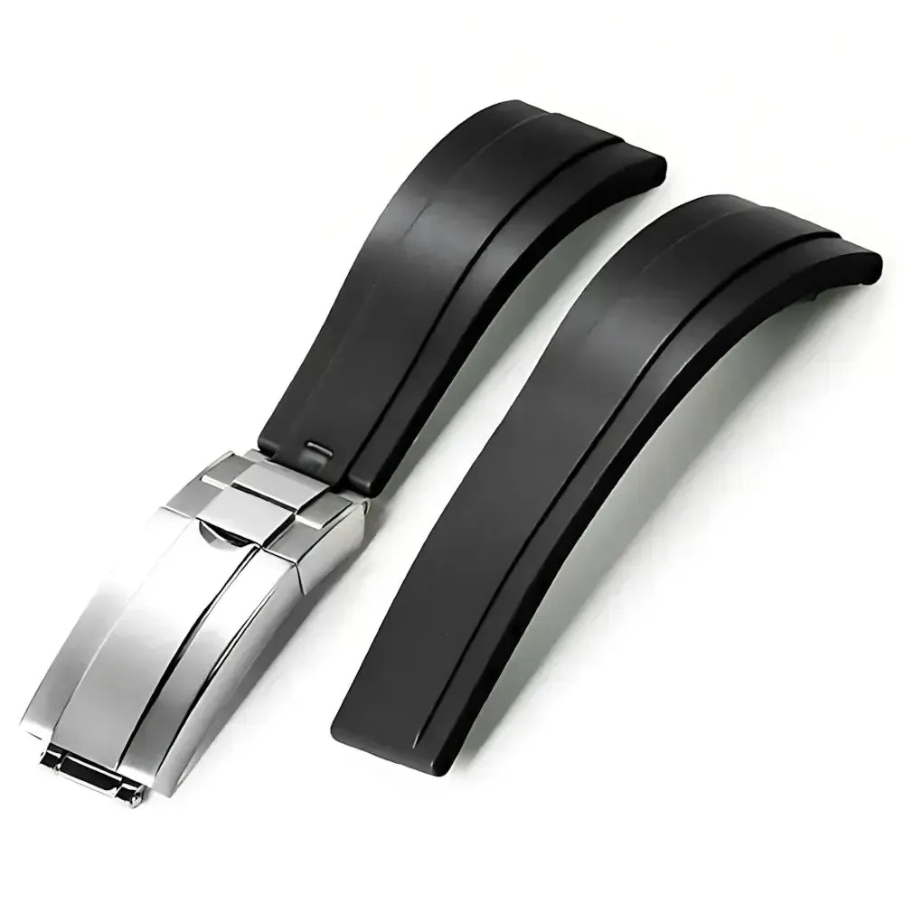 20mm Curved-End TPU Rubber Watch Strap with Deployment Clasp – Premium Fit for Sport Watches-Straptique-Viva Timepiece