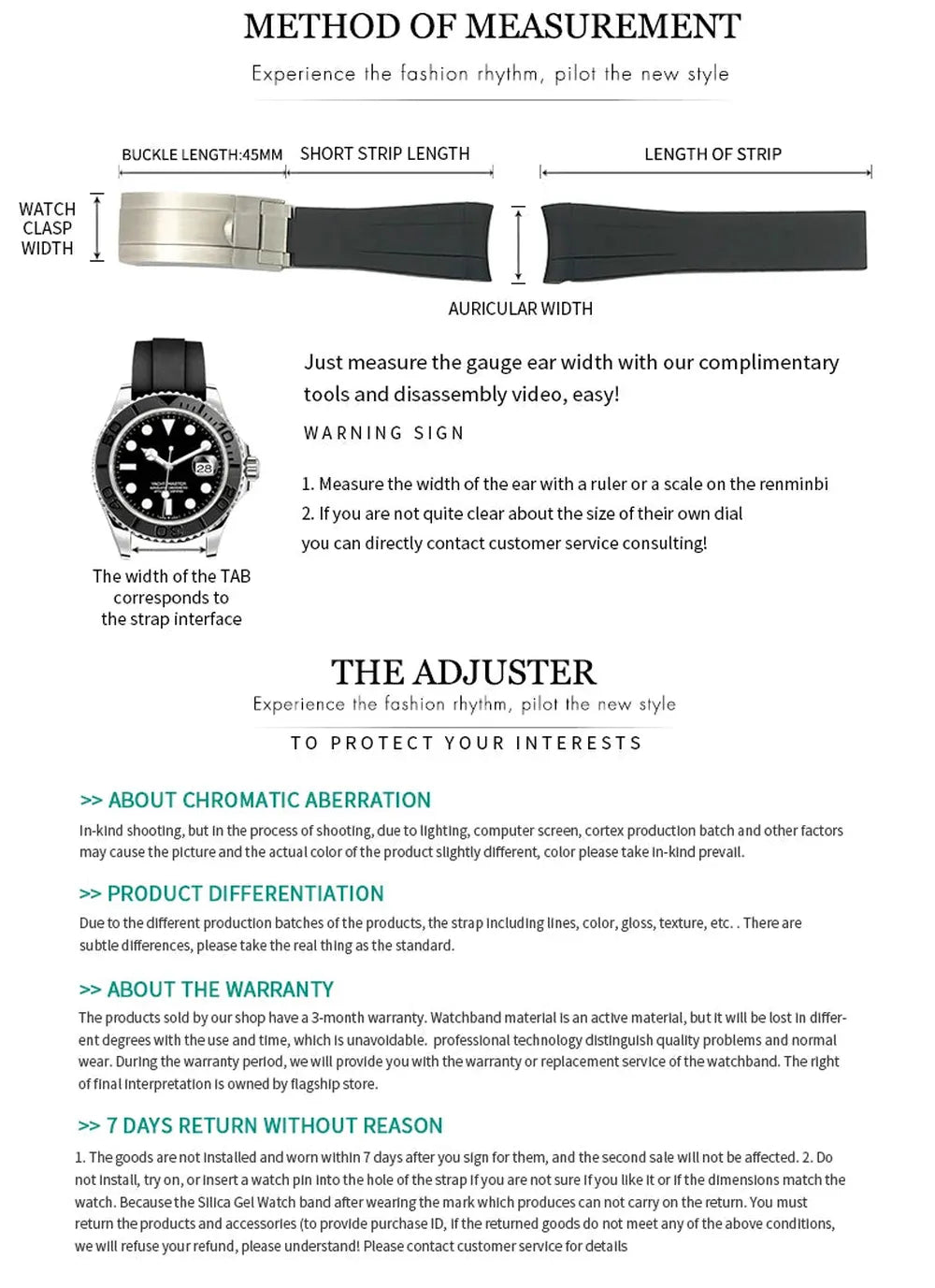 Curved-End Rubber Watch Strap 21–22mm – Deployment Clasp (Sub / Daytona Fit)-Straptique-Viva Timepiece