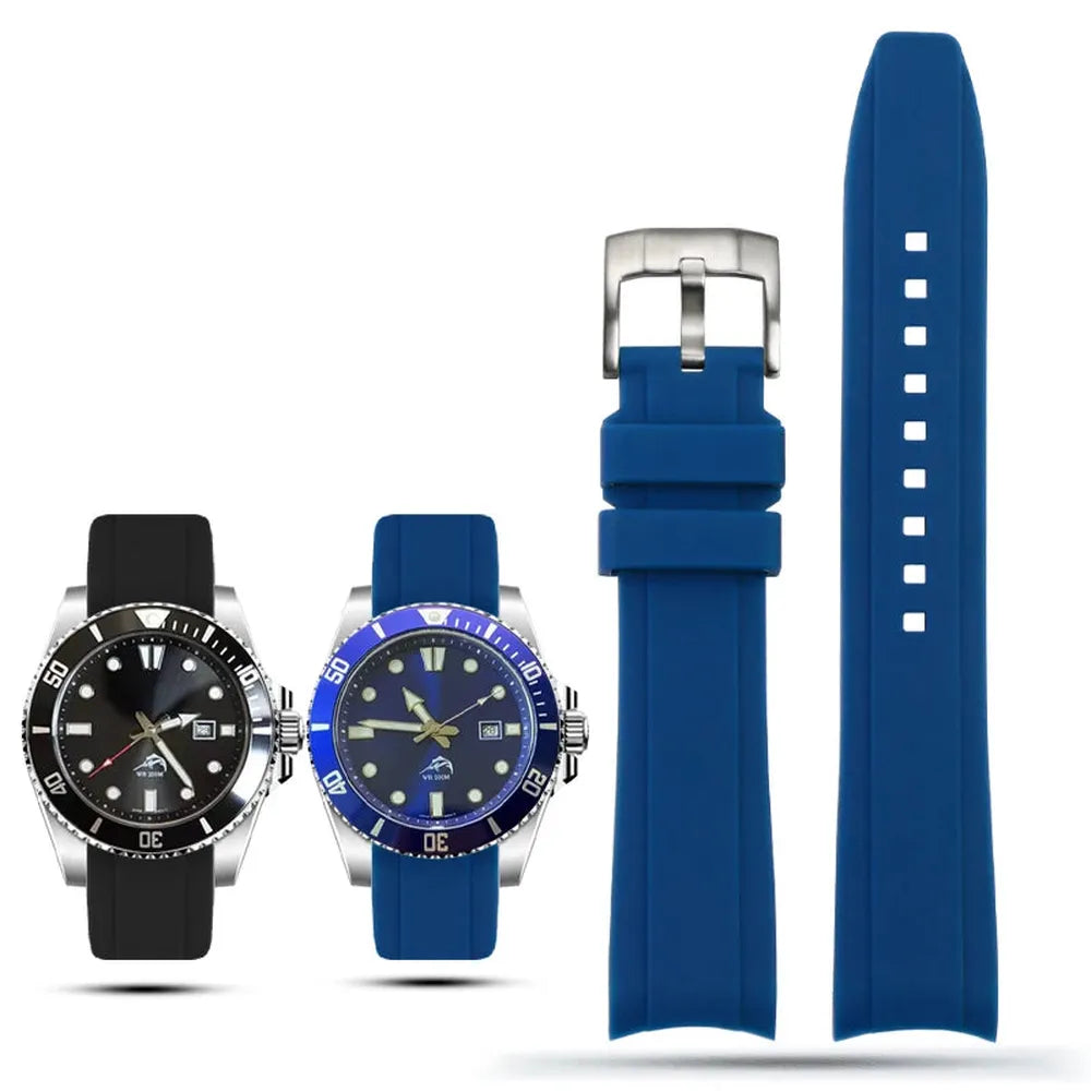 Curved End Silicone Watch Strap Compatible with Casio Duro MDV106 MDV107-VivaStraps-Viva Timepiece