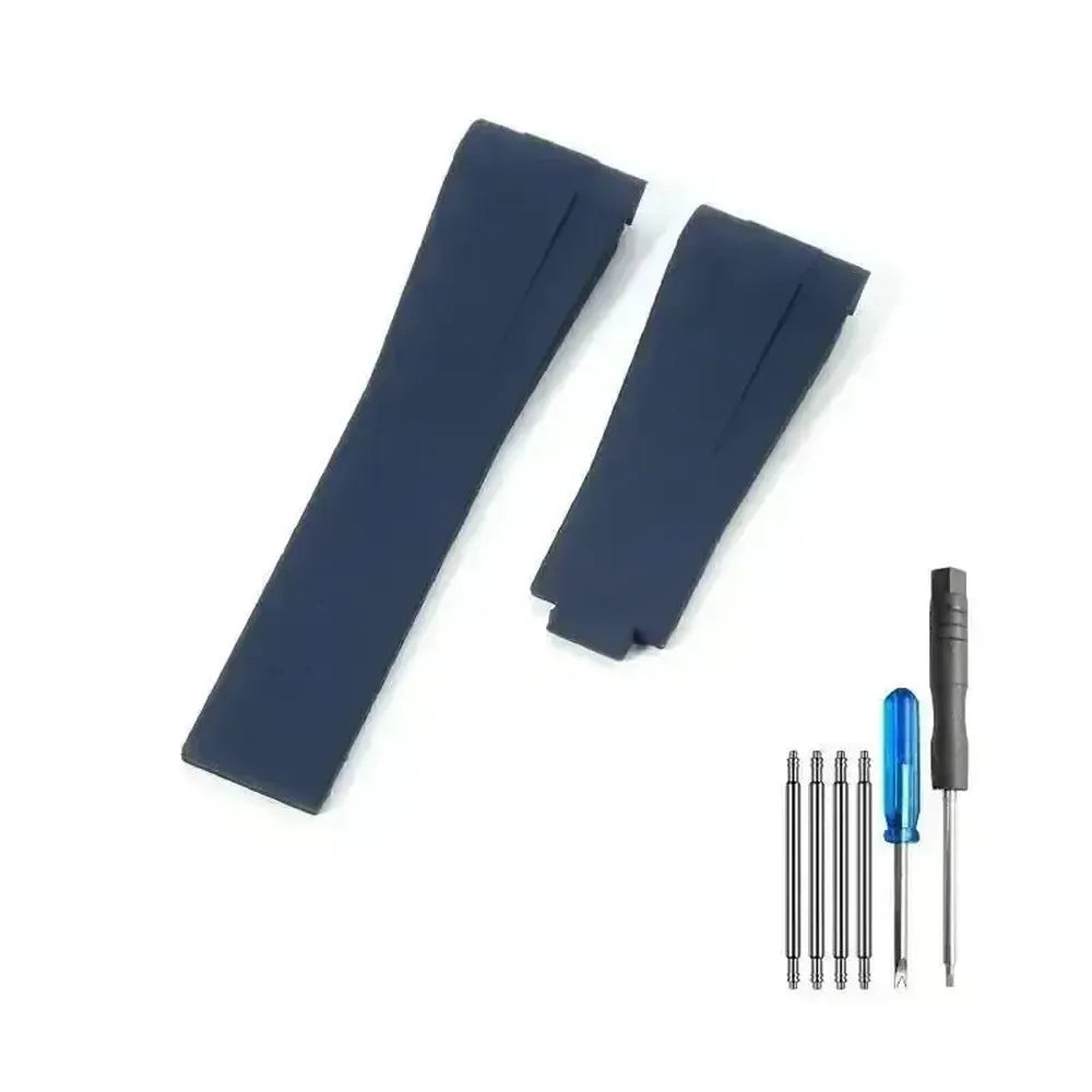 Curved-End Silicone Watch Strap with Butterfly Clasp – 20mm 21mm Integrated Fit-VivaStraps-Viva Timepiece