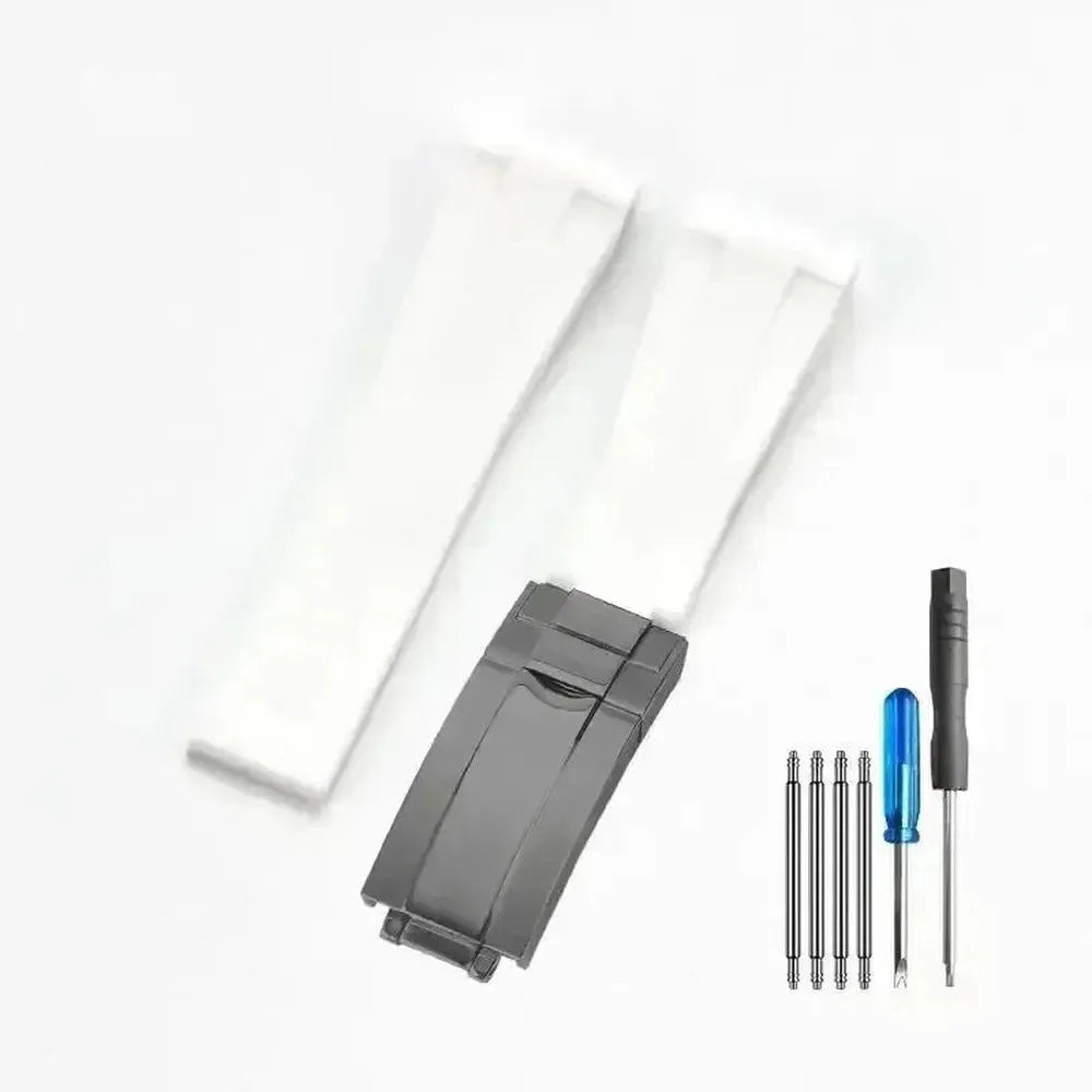 Curved-End Silicone Watch Strap with Butterfly Clasp – 20mm 21mm Integrated Fit-VivaStraps-Viva Timepiece