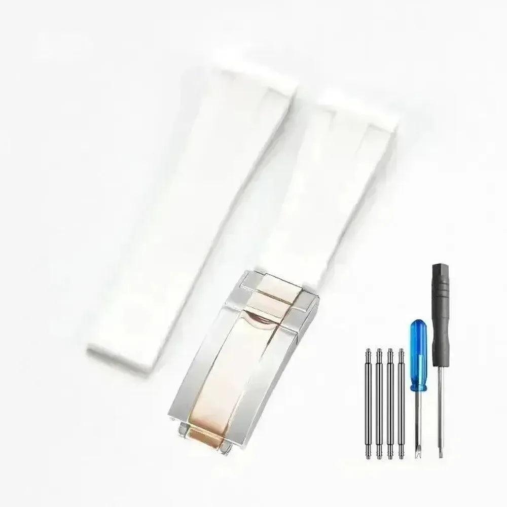 Curved-End Silicone Watch Strap with Butterfly Clasp – 20mm 21mm Integrated Fit-VivaStraps-Viva Timepiece