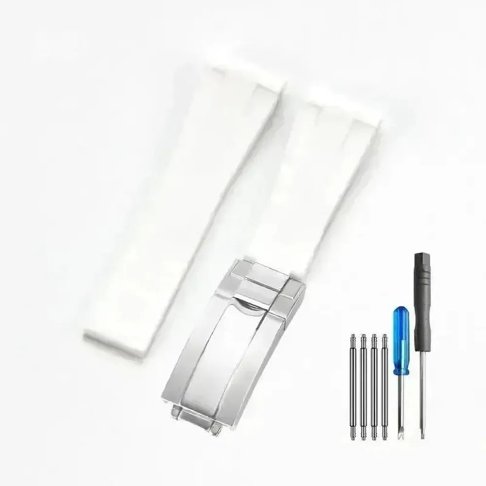 Curved-End Silicone Watch Strap with Butterfly Clasp – 20mm 21mm Integrated Fit-VivaStraps-Viva Timepiece