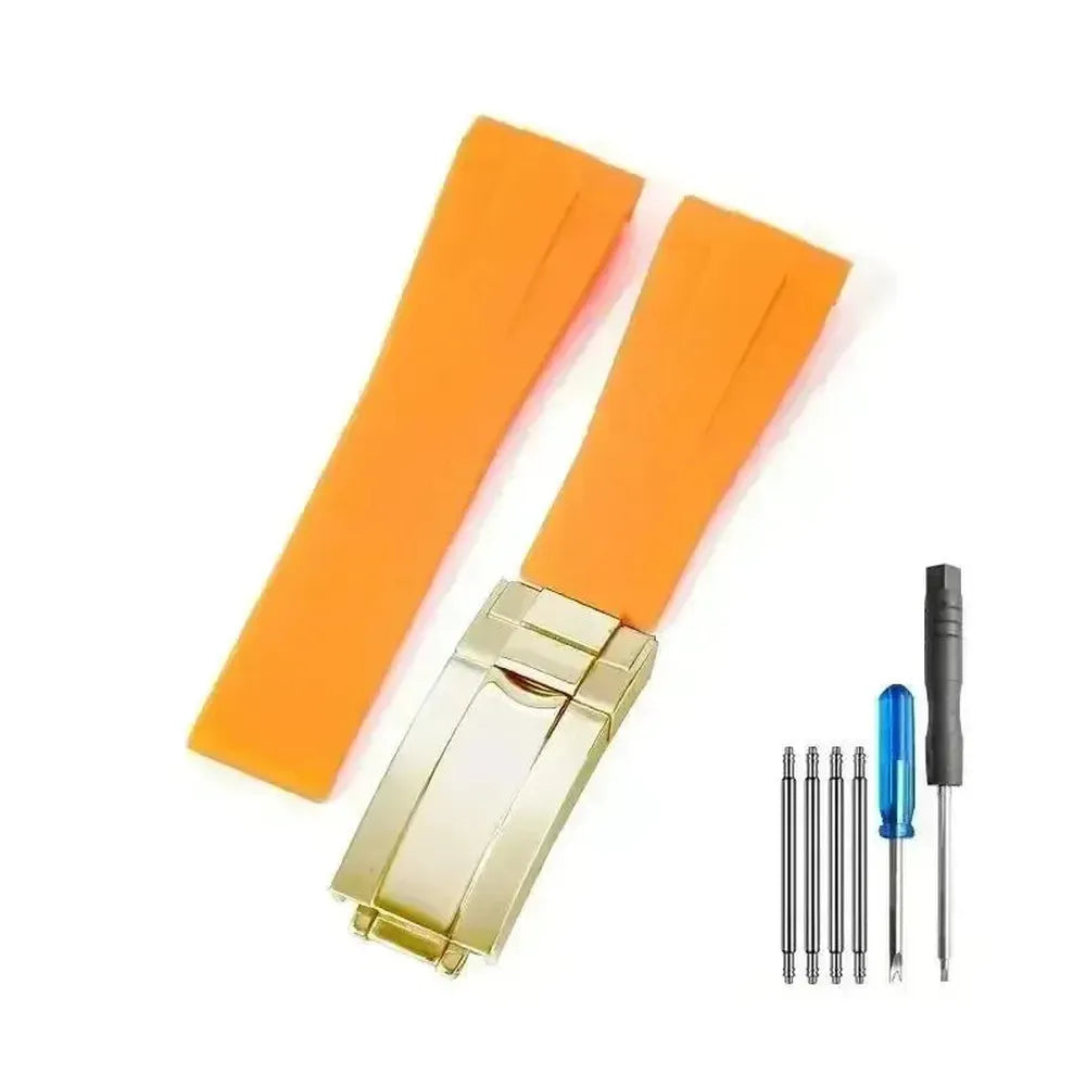 Curved-End Silicone Watch Strap with Butterfly Clasp – 20mm 21mm Integrated Fit-VivaStraps-Viva Timepiece