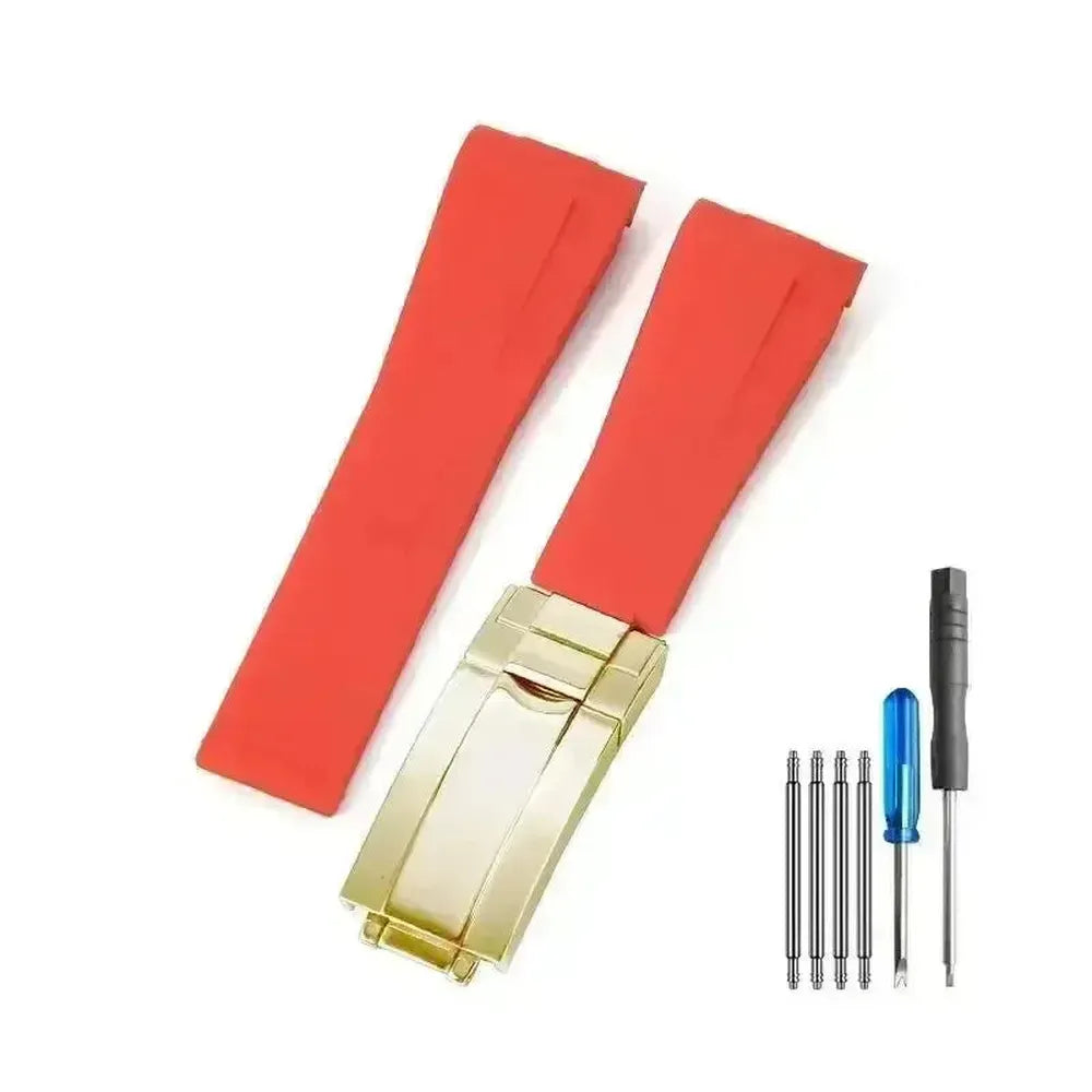 Curved-End Silicone Watch Strap with Butterfly Clasp – 20mm 21mm Integrated Fit-VivaStraps-Viva Timepiece