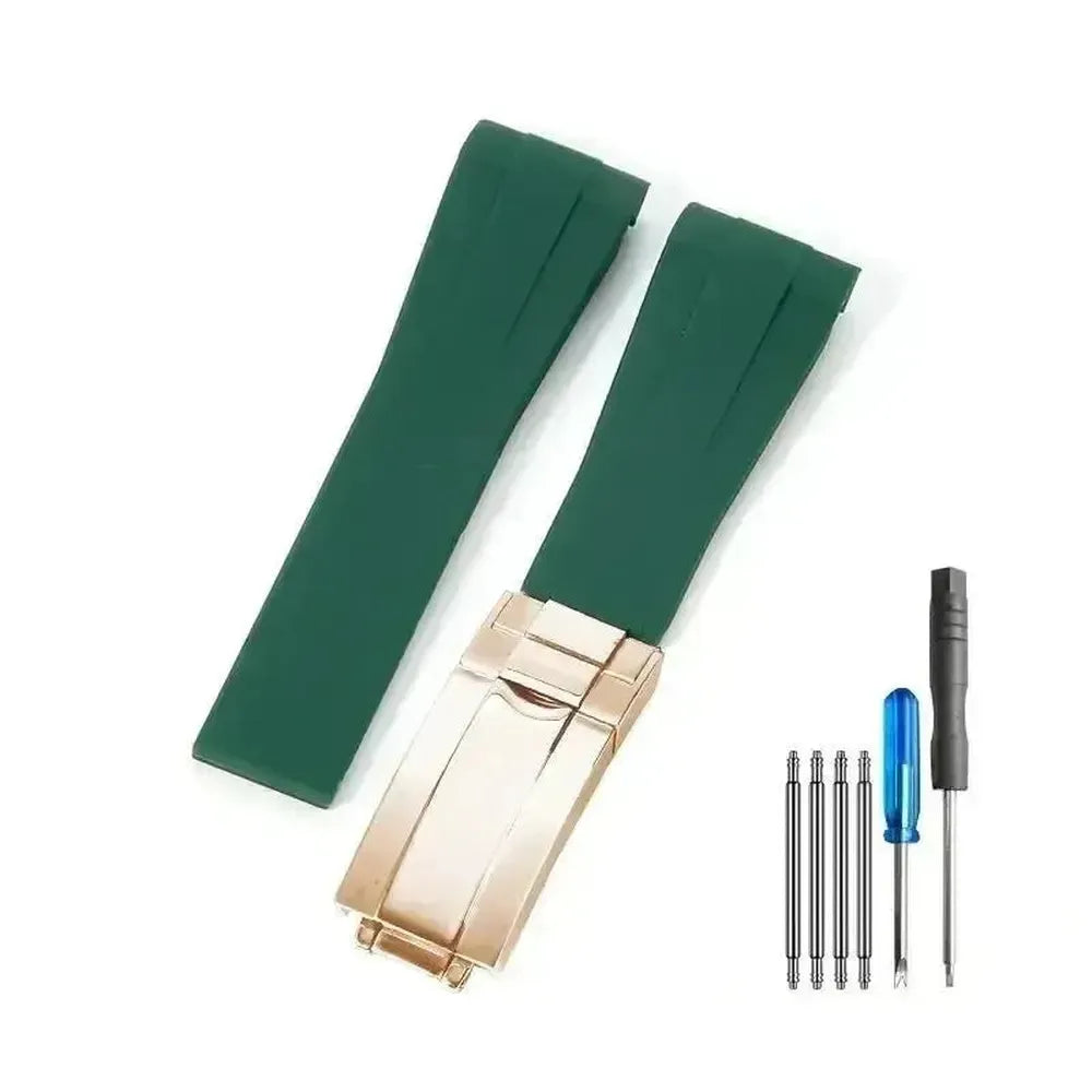 Curved-End Silicone Watch Strap with Butterfly Clasp – 20mm 21mm Integrated Fit-VivaStraps-Viva Timepiece