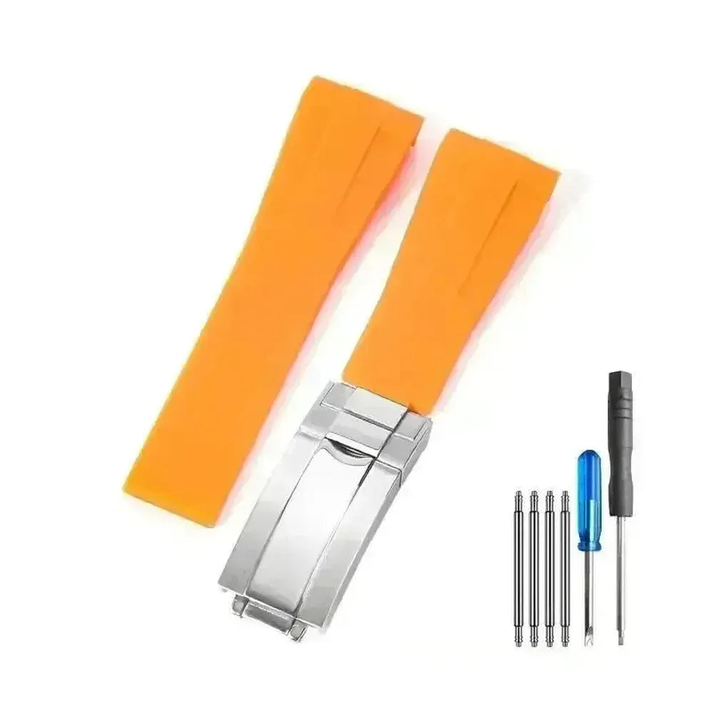 Curved-End Silicone Watch Strap with Butterfly Clasp – 20mm 21mm Integrated Fit-VivaStraps-Viva Timepiece