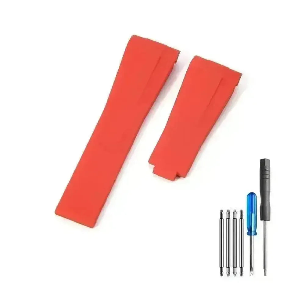 Curved-End Silicone Watch Strap with Butterfly Clasp – 20mm 21mm Integrated Fit-VivaStraps-Viva Timepiece