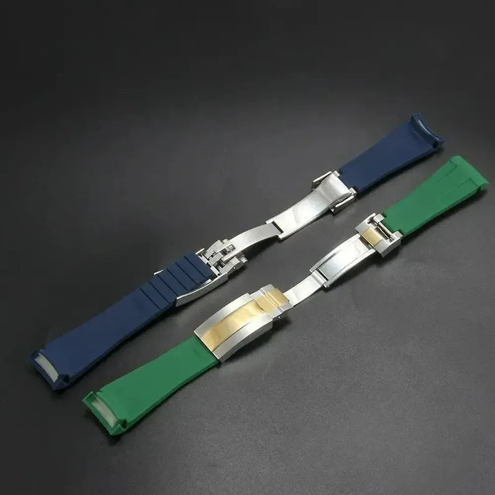 Curved-End Silicone Watch Strap with Butterfly Clasp – 20mm 21mm Integrated Fit-VivaStraps-Viva Timepiece